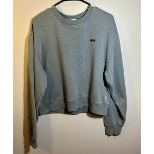 Vans Women’s XL Gray Cropped Crewneck Sweatshirt – Oversized Pullover